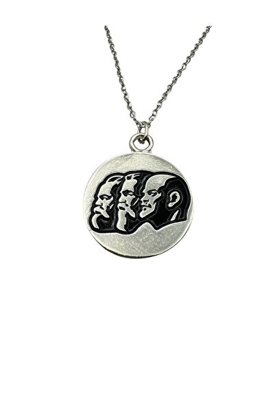 Herşey Nota Unisex Necklace with Marx, Engels, and Lenin Figures - Symbol of Philosophy, Revolution, and Wisdom