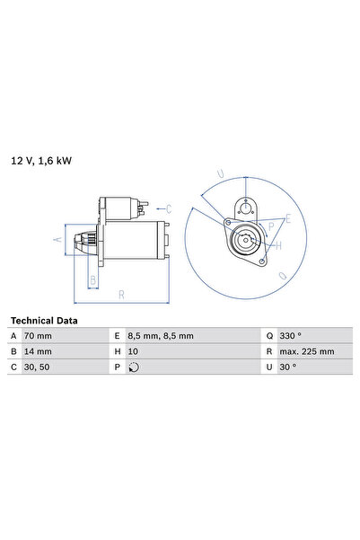 Bosch Starter Mercedes-Benz A-Class/B-Class Sports Tourer/Vaneo