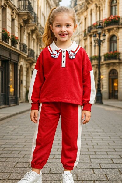 anonim Girl's Bow Detailed Top and Bottom Set