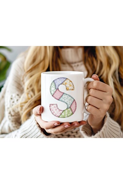 Beramussa Letter S Colorful Patchwork Design Mug - Bohemian Patchwork Pattern...