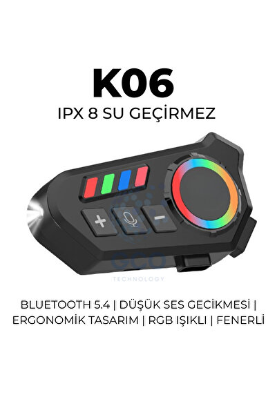 TİKWATCH K06 Kablosuz Motorcu Kulaklık interkom | Bluetooth 5.4, Uzun Pil Ömrü, IPX8 Suya Dayanıklı, Fenerli