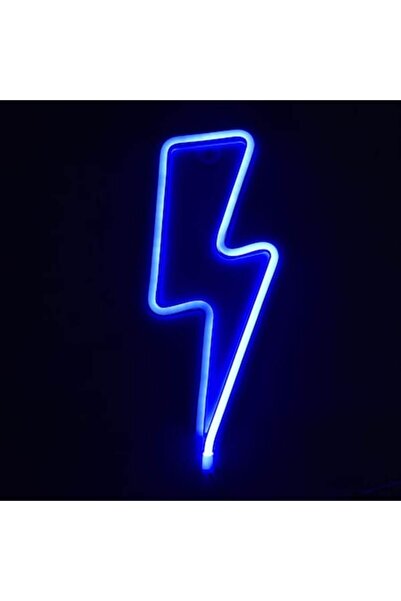 SHOPIENS Lampă LED neon, formă de fulger, albastră, USB, 11,5x28cm