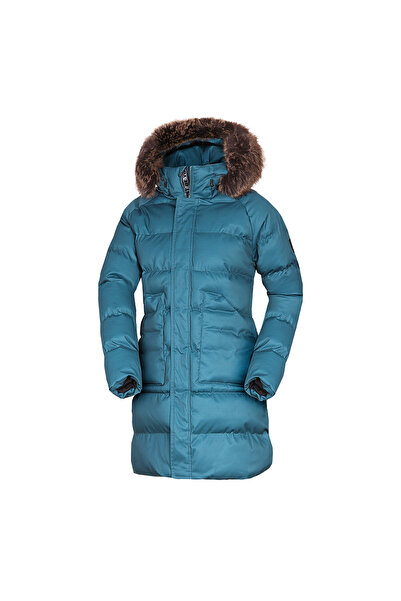 NORTHFINDER Geacă lungă izolată cu blană JODY albastru cerneală pentru femei