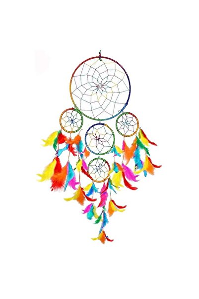 Generic WOWWOW 5 Rings Multicolored Dream Catcher Wall Hanging - Attract Posi...