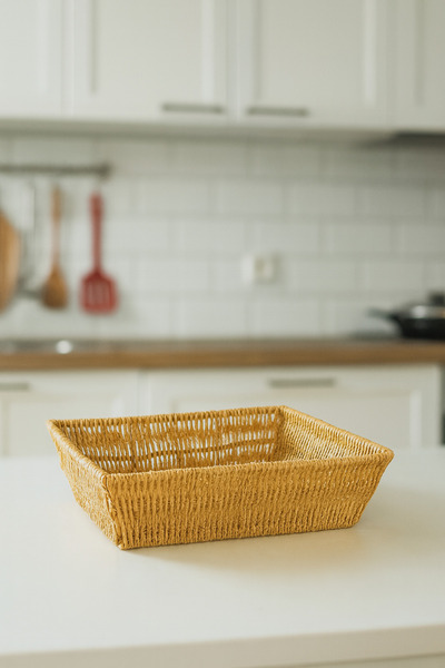 MEYA PİNE سلة خبز من الخوص مربعة