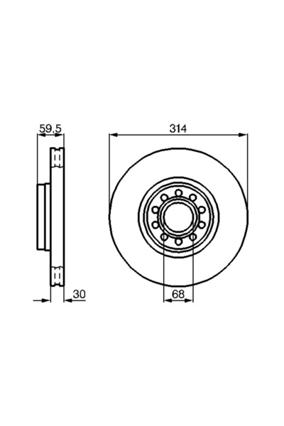 Bosch Спирачен диск Audi 100 C4/A6 C4/A8 D2