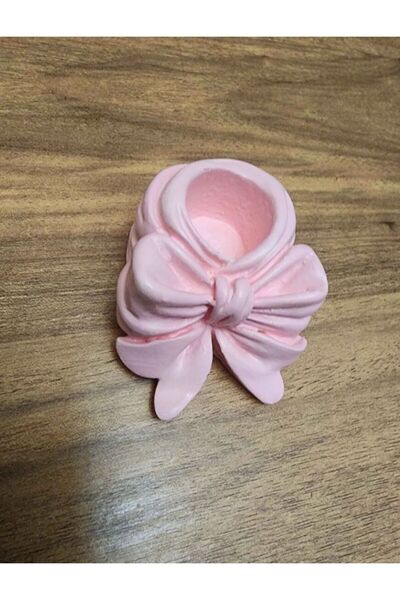 Loş Dükkan Pembe Kurdele , Fiyonk Şeklinde Şamdan , Mumluk (1 ADET)