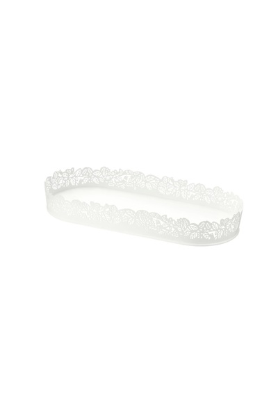 DavidaHome Suport pentru lumanari, tava perforatii, metal, 35 cm, alb