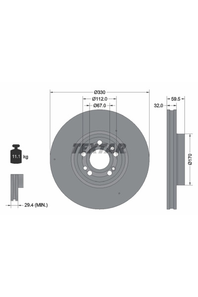 TEXTAR Спирачен диск за Mercedes-Benz Gle
