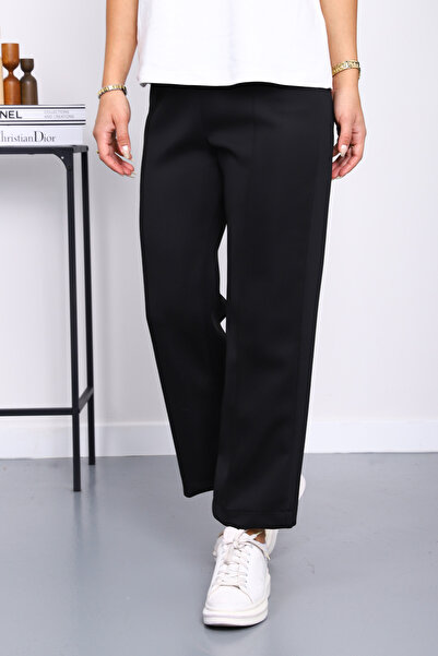 İmajButik Siyah Önden Dikişli Scuba Pantolon