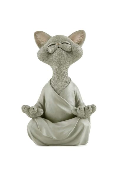 Generic JFSM INC. Whimsical Grey Buddha Cat Figurine Meditation Yoga Collecti...