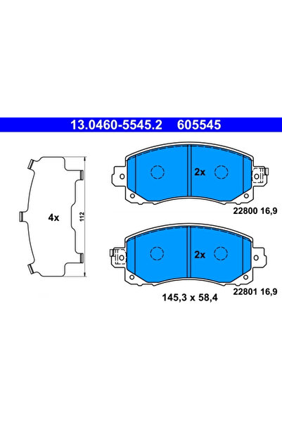 Ate Комплект спирачни накладки за дискови спирачки Subaru Forester/Impreza/XV