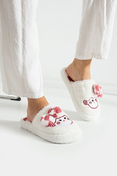 modastilin Women's Plush House Slippers Soft Soled Winter Comfortable Slippers with Bow Tie and Character Figures