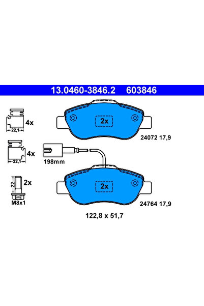 Ate Set Placute Frana Frana Disc Fiat 500/Panda Ford Ka 2004-2016