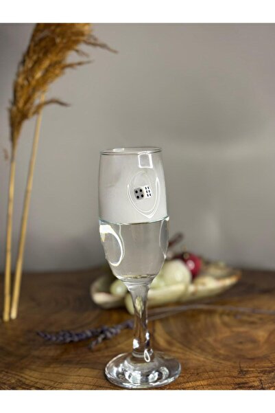 Elif Asya Ceyiz Tekstil Champagne Glass with Dice Figure, Set of 2