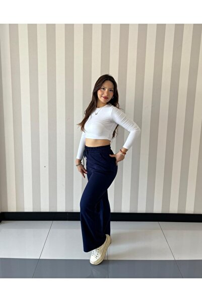 ELSEBUTİKTR Women's Soft High Waist Wide Leg Modal Fabric Pants