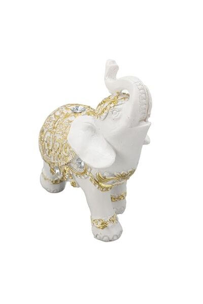 Generic Luqeeg Lucky Elephant Statue White Resin, Modern Home Office Decor Sc...