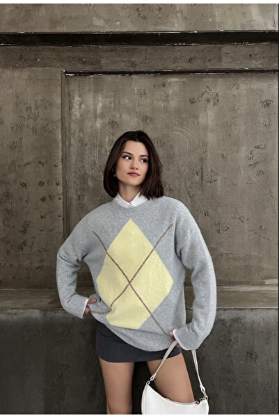 fujya Baklava Pattern Oversize Iris Knitwear Sweater