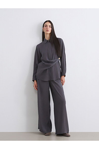 LC Waikiki Anthracite Elastic Waist Modal Blend Women's Trousers
