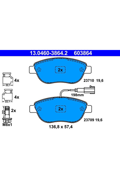 Ate Set Placute Frana Frana Disc Abarth 500 / 595 / 695/500C / 595C / 695C Fi...