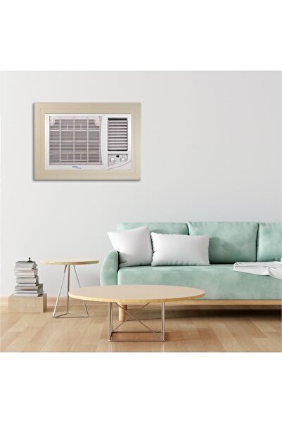 BHNS White colored wooden window air conditioner frame, ready-made air conditioner frames, decorative frame, dust and insect resistant, easy to disassemble and install