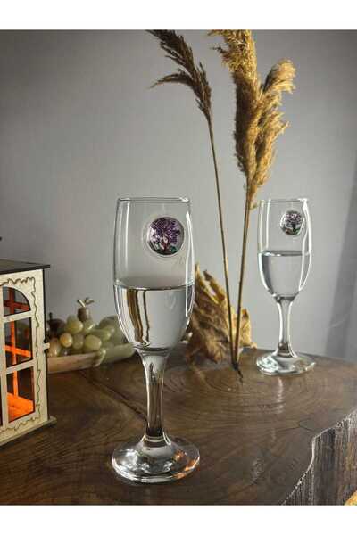 ZEMİRA HOME Champagne Glass with Tree Figure, Set of 2