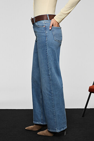 GRIMELANGE Duna women's 100% cotton straight fit denim blue jeans