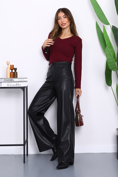 İmajButik Plum V-Neck Modal Blouse