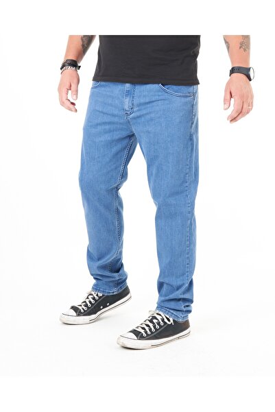 Denim Klasik Kesim Büyük Beden Likralı Yüksek Bel Kot Pantolon