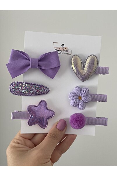 my baby’s world bebek çocuk mağzası Σετ με 6 κλιπ λιλά με αγκράφα
