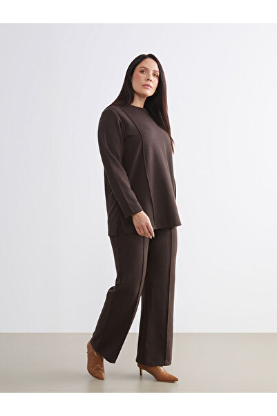 LC Waikiki Sparkling Choices from Shining Store |   Plus Size Elastic Waist Wide Leg Women's Trousers