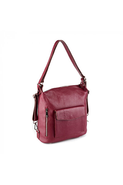 AZZURA Claire backpack-style burgundy bag, 100% leather - 8118