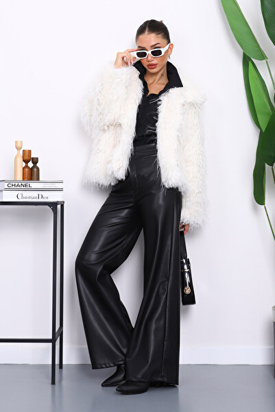 İmajButik Palton de blană cu guler ecru