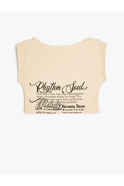 Koton Bürümcük T-Shirt Slogan Printed Short Sleeve Crew Neck Slim Fit