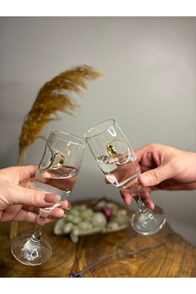 VERTO Champagne Glass with Figure Ring 2-Piece