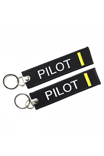 Havaci Market Pilot 1 Gold Striped Black Remove before Flight Cloth Keychain