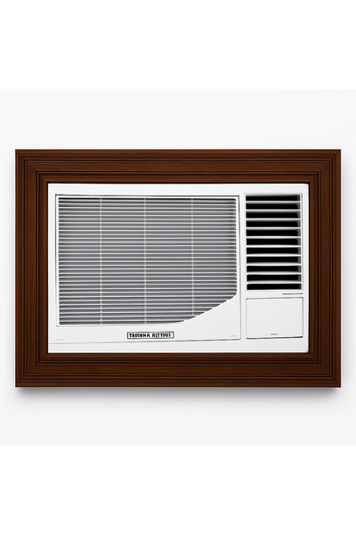 BHNS White colored wooden window air conditioner frame, ready-made air conditioner frames, decorative frame, dust and insect resistant, easy to disassemble and install