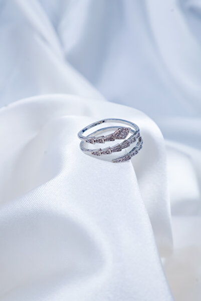 DlaraJewelry خاتم نسائي نحاسي ذهبي اللون مرصع بحجر الزركون على شكل ثعبان