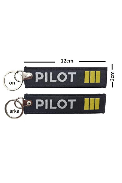 Havaci Market Pilot 3 Gold Three-Line Black Remove before Flight Cloth Keychain
