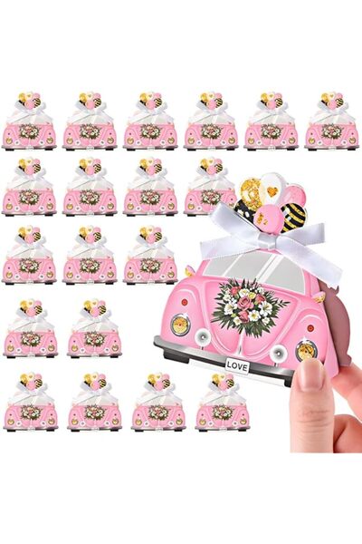 Generic Excefore Elegant Pink Wedding Carriage Favor Boxes with Ribbon – Mini Candy Gift Boxes for Bridal S