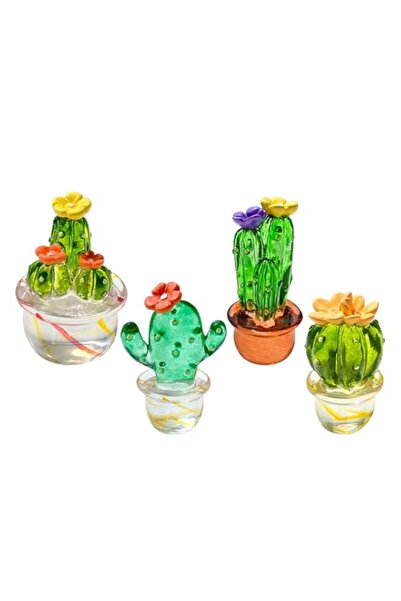Generic Tazweeq 4Pcs Handmade Mini Resin Cactus, Cute Miniature Cacti Figurin...