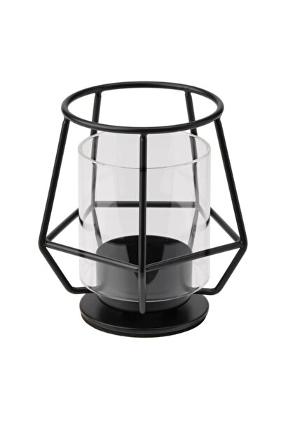 DavidaHome Suport lumanare pastila, metal si sticla termorezistenta, 10 cm