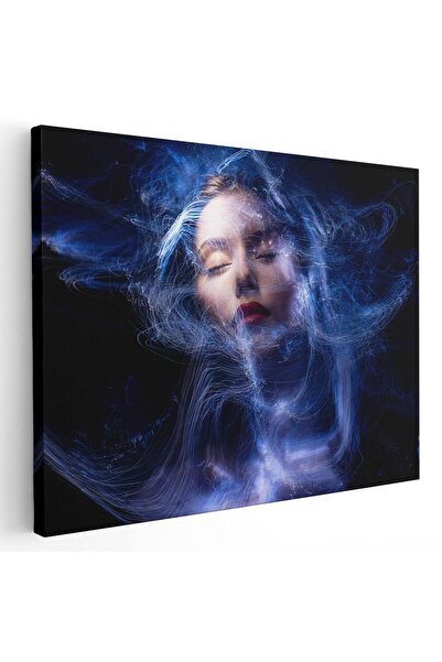 Tablou Canvas Tablou portret femeie visand, neon, albastru, cod 1362