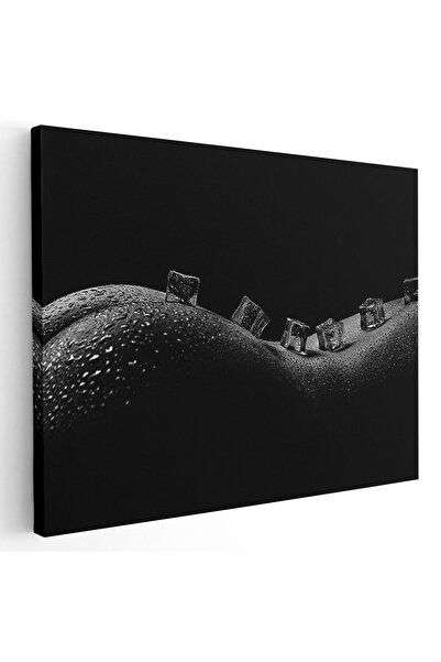 Tablou Canvas Tablou nud femeie solduri fese cuburi de gheata alb negru, cod ...