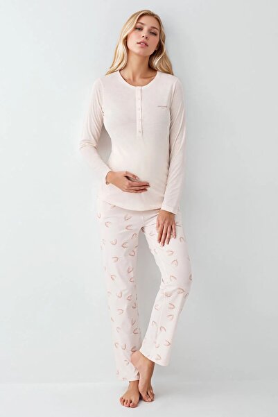 Pierre Cardin Women's Maternity Clothing Cotton & Modal Long Sleeve Pajamas Set Ol.Pc.906.6.001