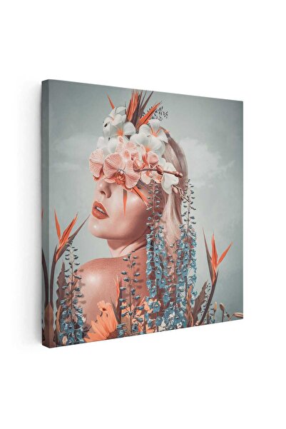 Tablou Canvas Tablou femeie cu flori pe ochi, cod 2009