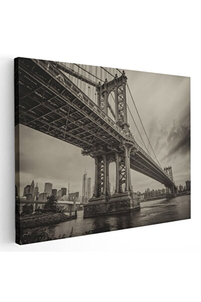 Tablou Canvas Tablou Podul Brooklyn New York USA, alb, negru, cod 1538