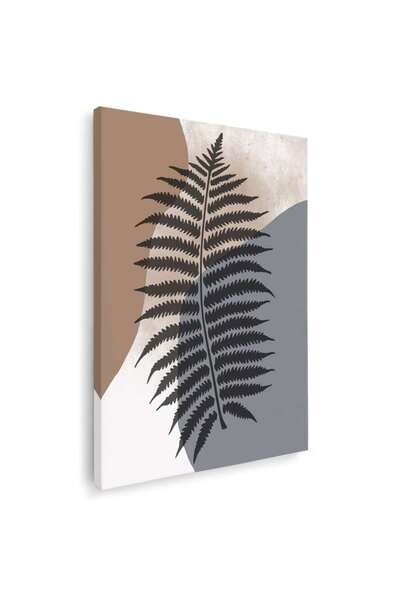 Tablou Canvas Boho minimalism frunza in nuante maro, gri, negru, cod 1058