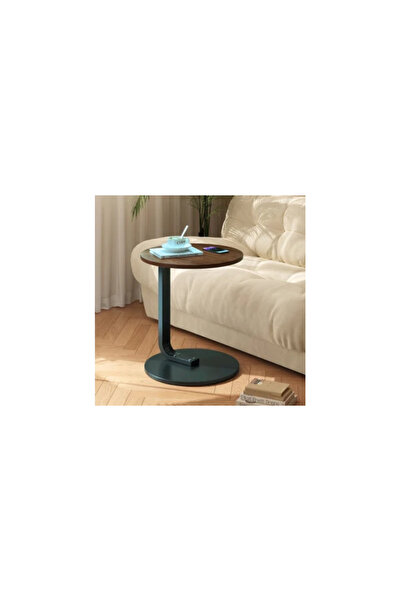 Rovitech Masă de cafea rotundă, MDF cu metal, 50 x 60 cm, maro cu negru