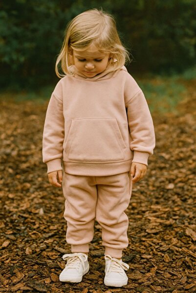 Luna Kids Store Cotton Children's Tracksuit Set with Kangaroo Pockets, Salmon...